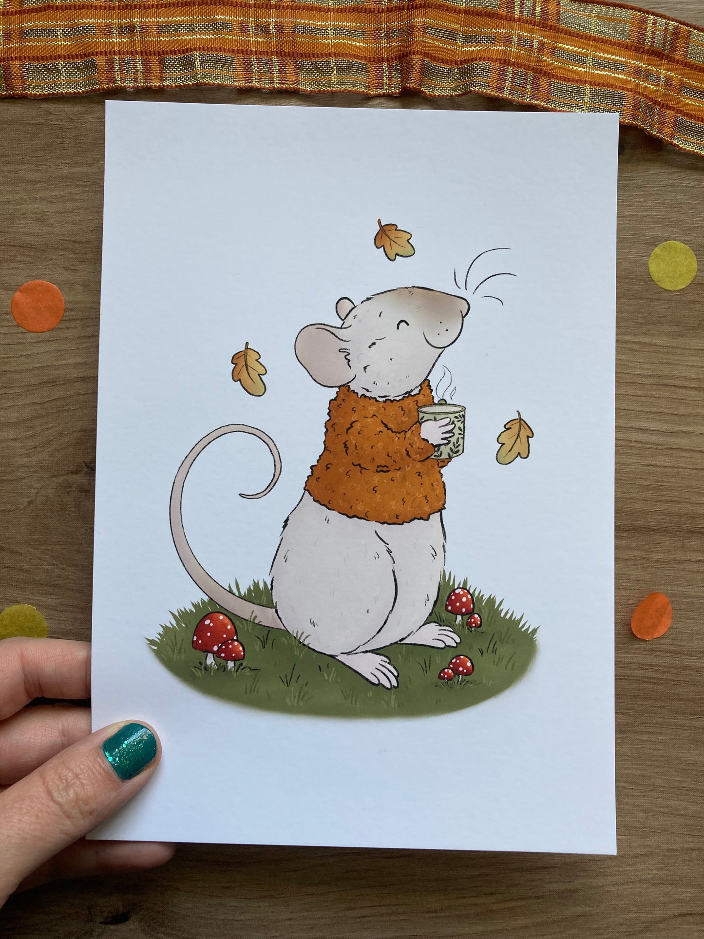 Cosy Autumn Rat Art Print | Cute Rat Art Print | Autumn Rat Artwork