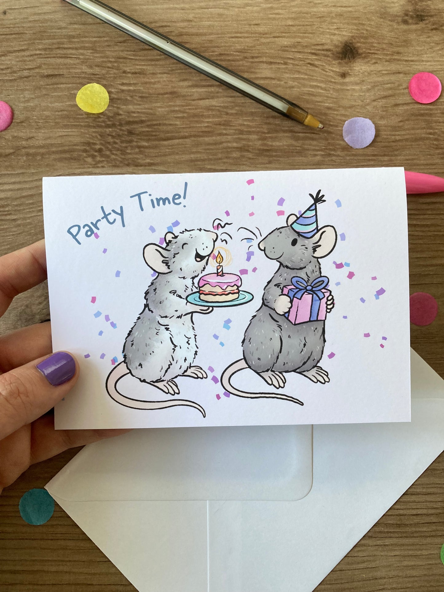 Party Time Rats | Cute Rat A6 Birthday Card