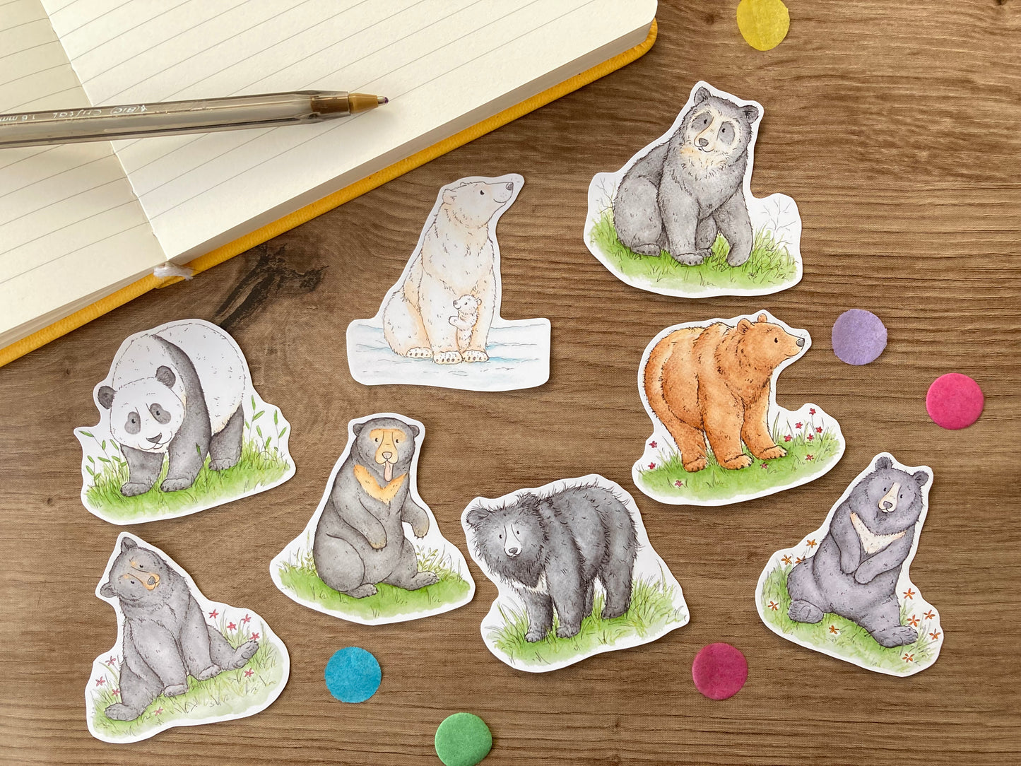 Bears Of The World Sticker Pack | Pack Of 8 Cute Bear Stickers