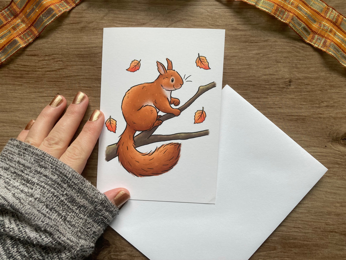 Autumn Squirrel Greeting Card | A6 Red Squirrel Greeting card