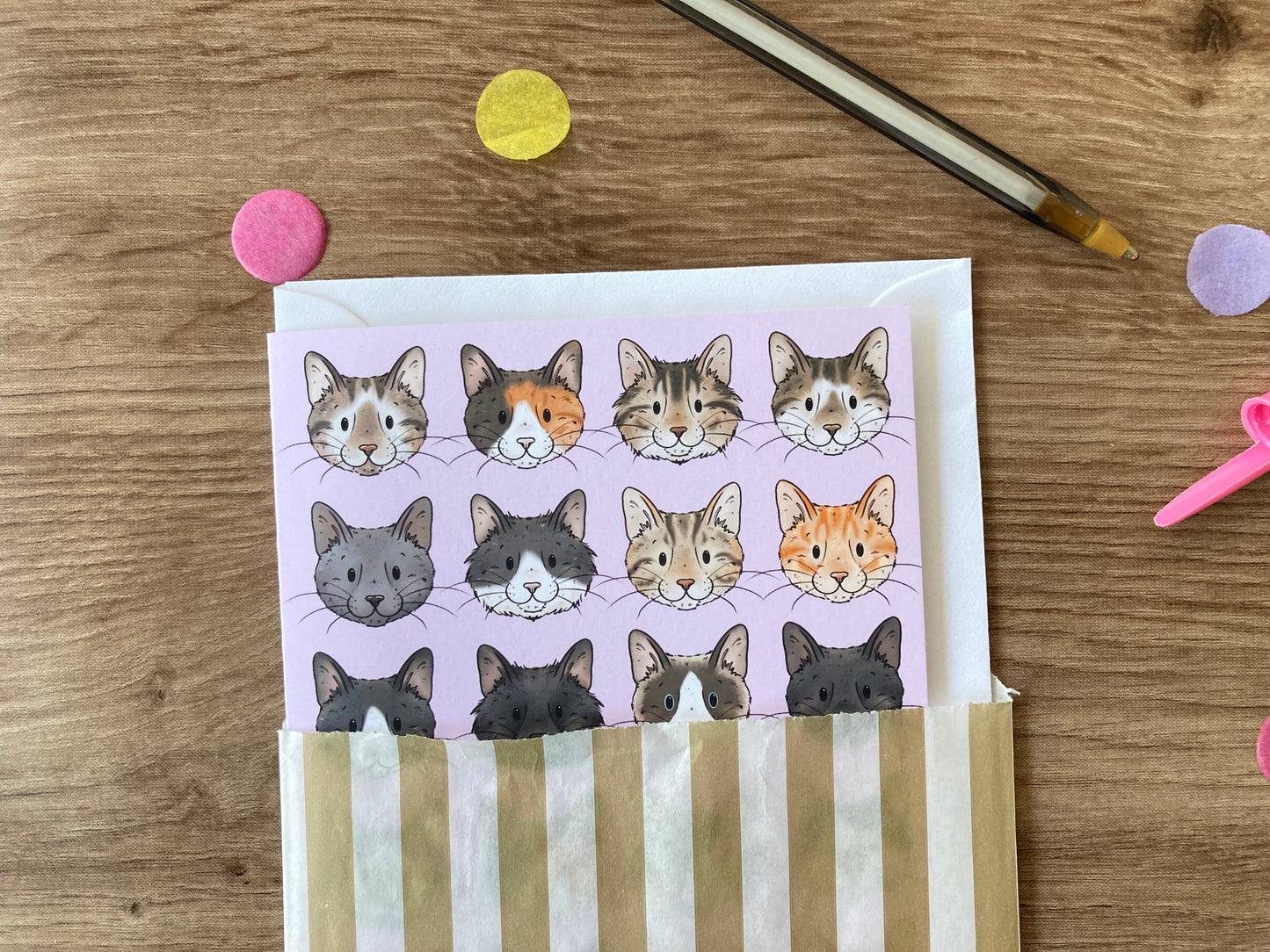 Cat Faces | Cute Cat greeting Card | Cat Gift