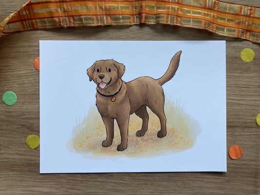 Autumn Labrador dog art print | Cute Dog Art Print | Pup Artwork
