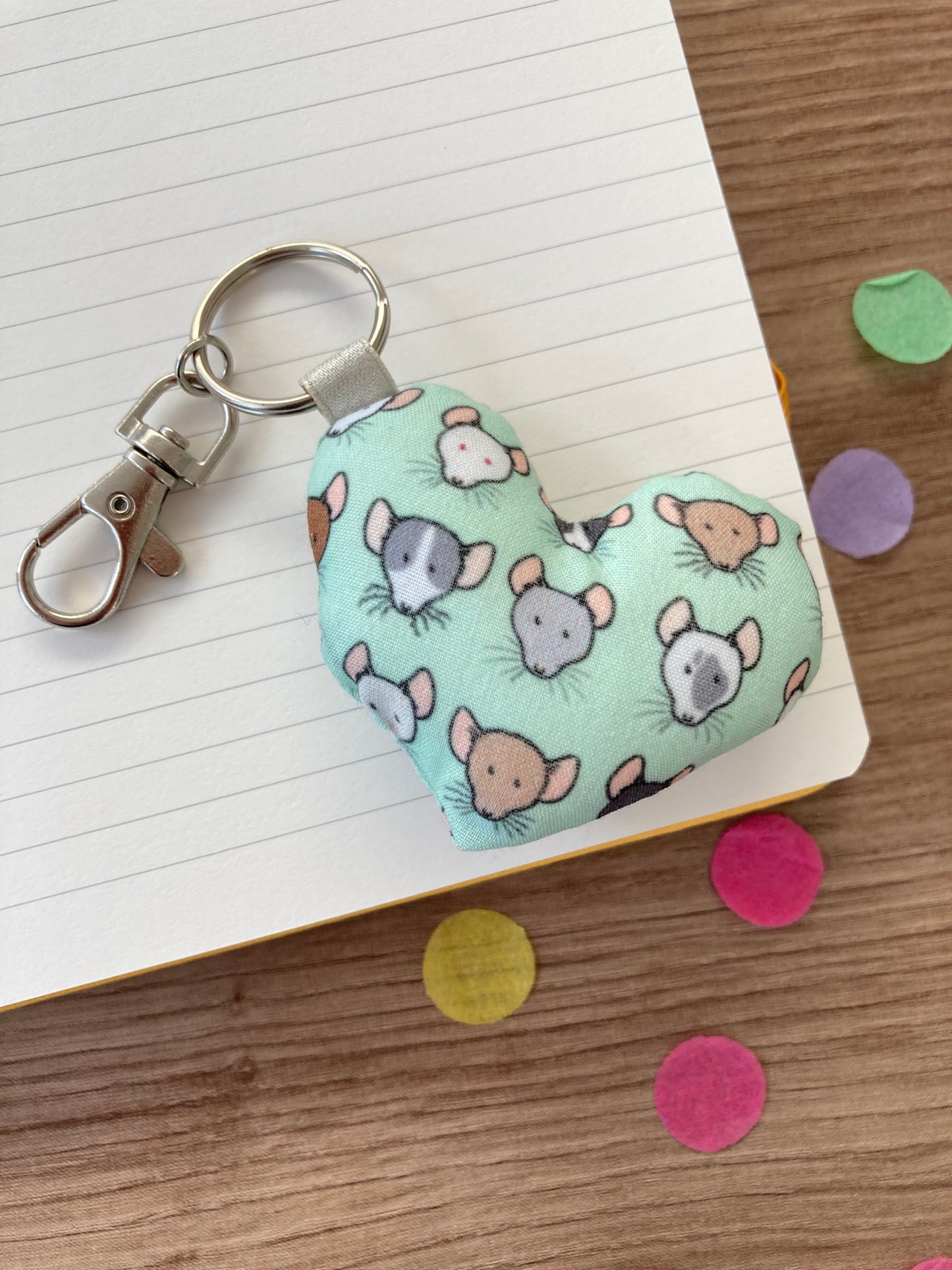 Cute Rat Keyring | Fabric Heart Rat Keyring | Rat Gift