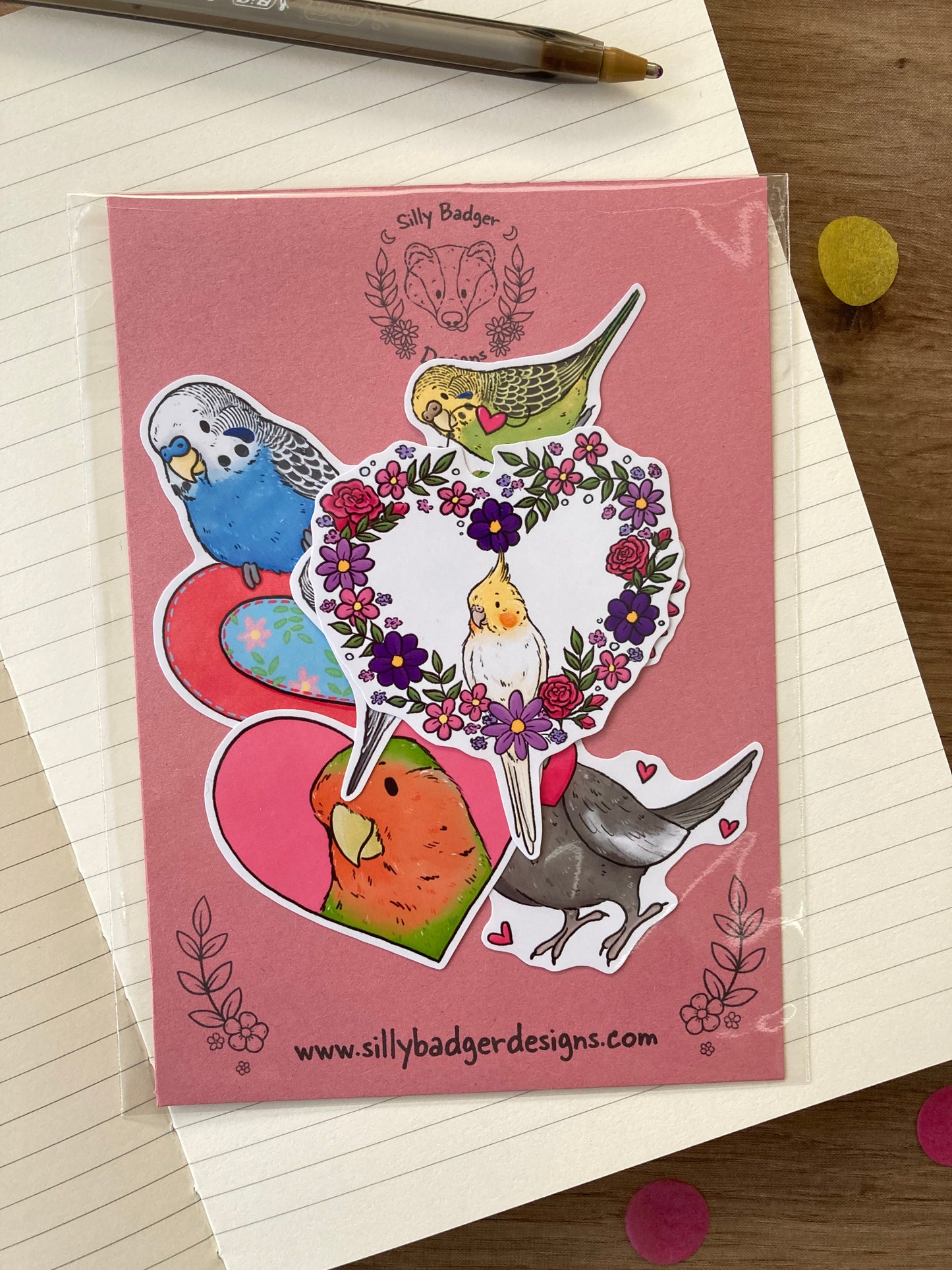 Love Bird Stickers | Set Of 6 pet Bird Stickers | Bird Gift