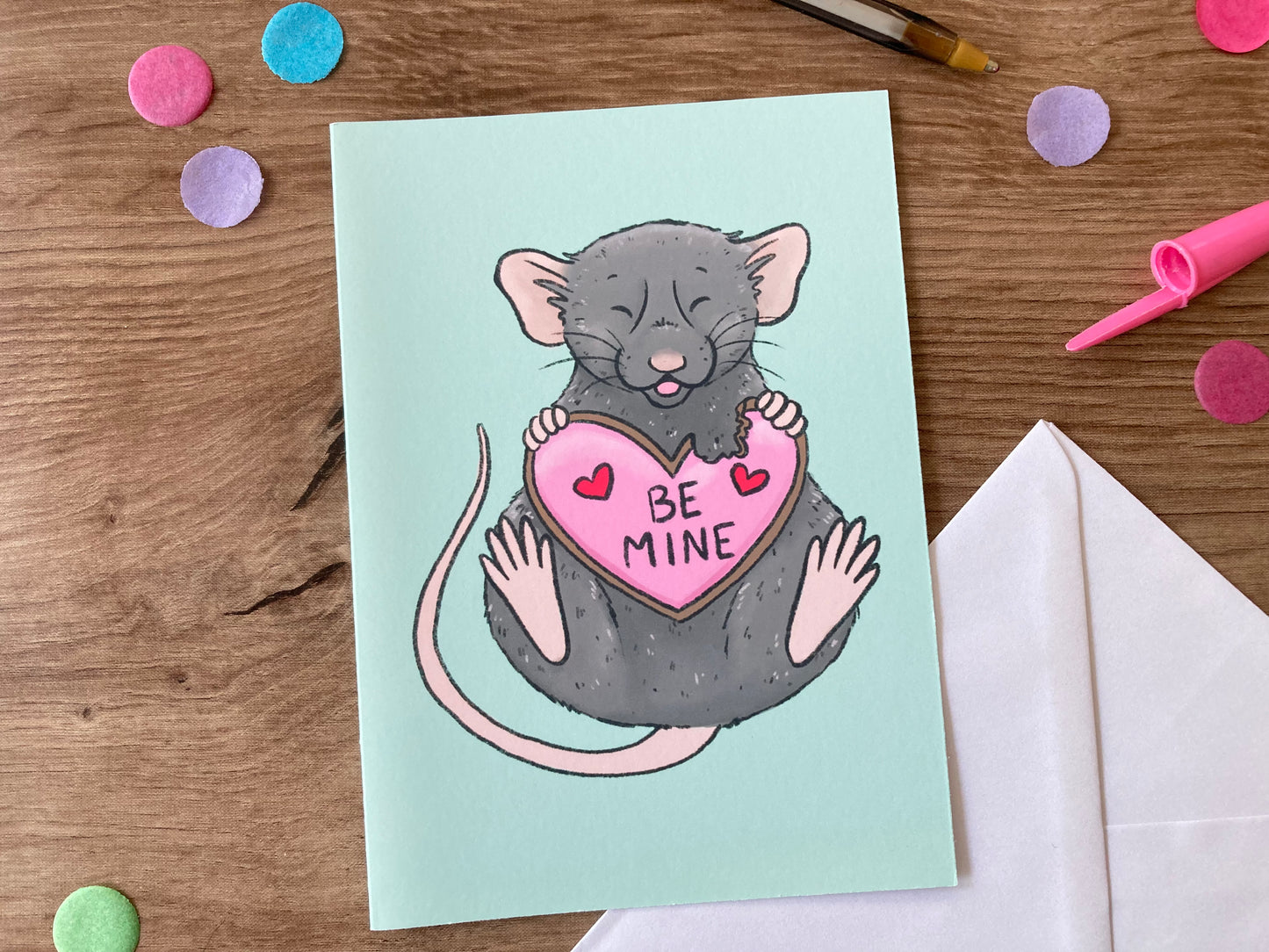 Be Mine Ratty | Cute Rat A6 Valentines Greeting Card