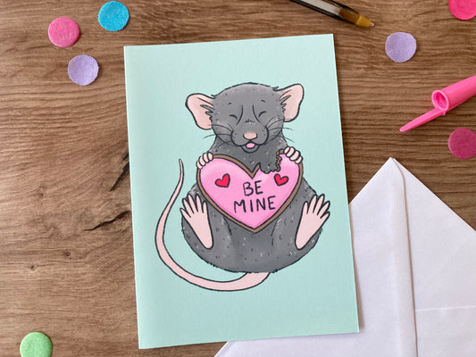 Be Mine Ratty | Cute Rat A6 Valentines Greeting Card