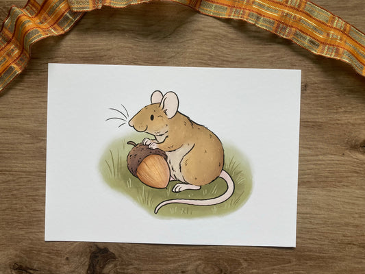 Autumn Mouse Artwork | Cute Autumn Mouse Art Print