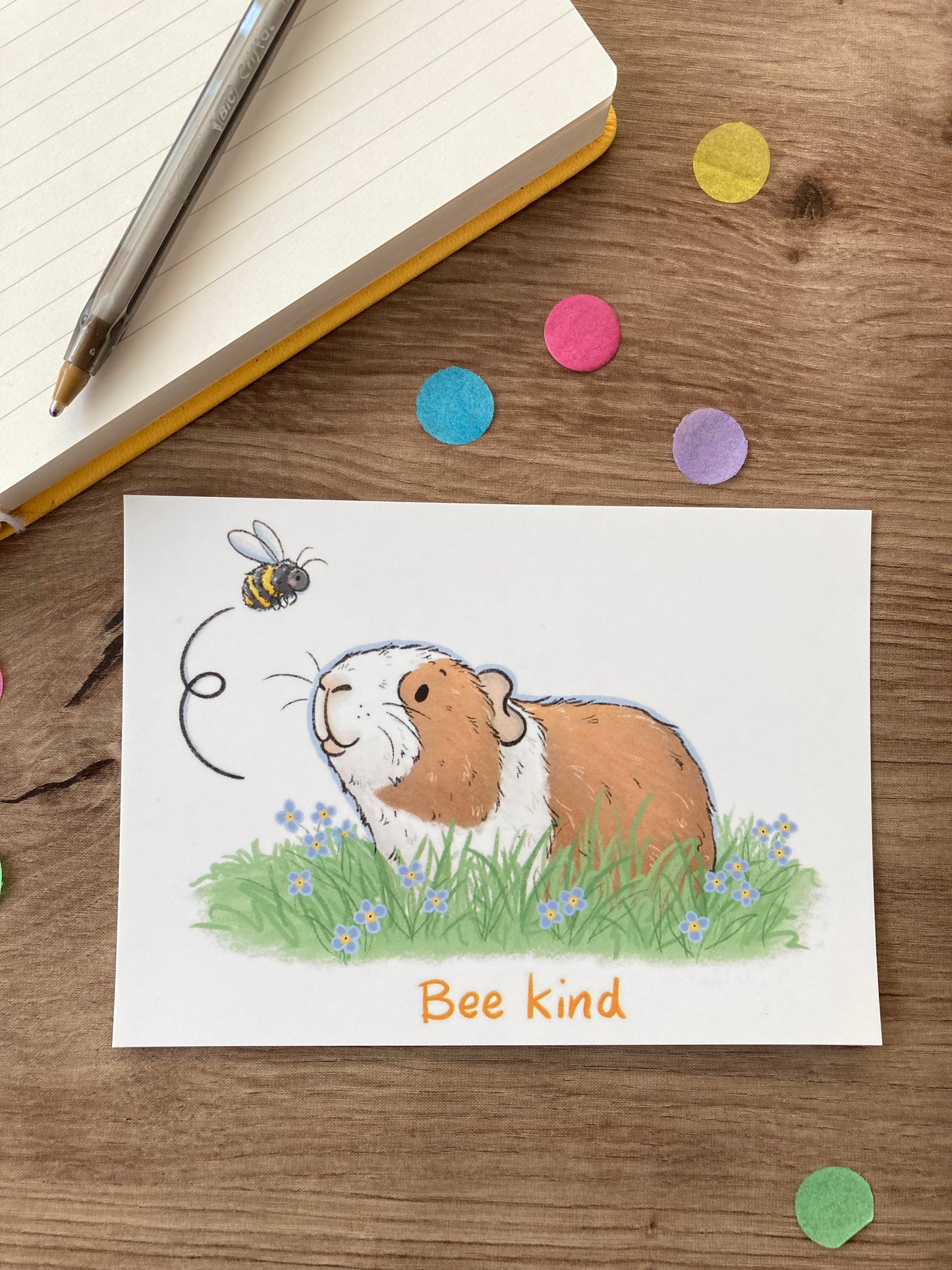 Bee Kind | Cute Guinea Pig A6 Postcard | Guinea Pig Gift