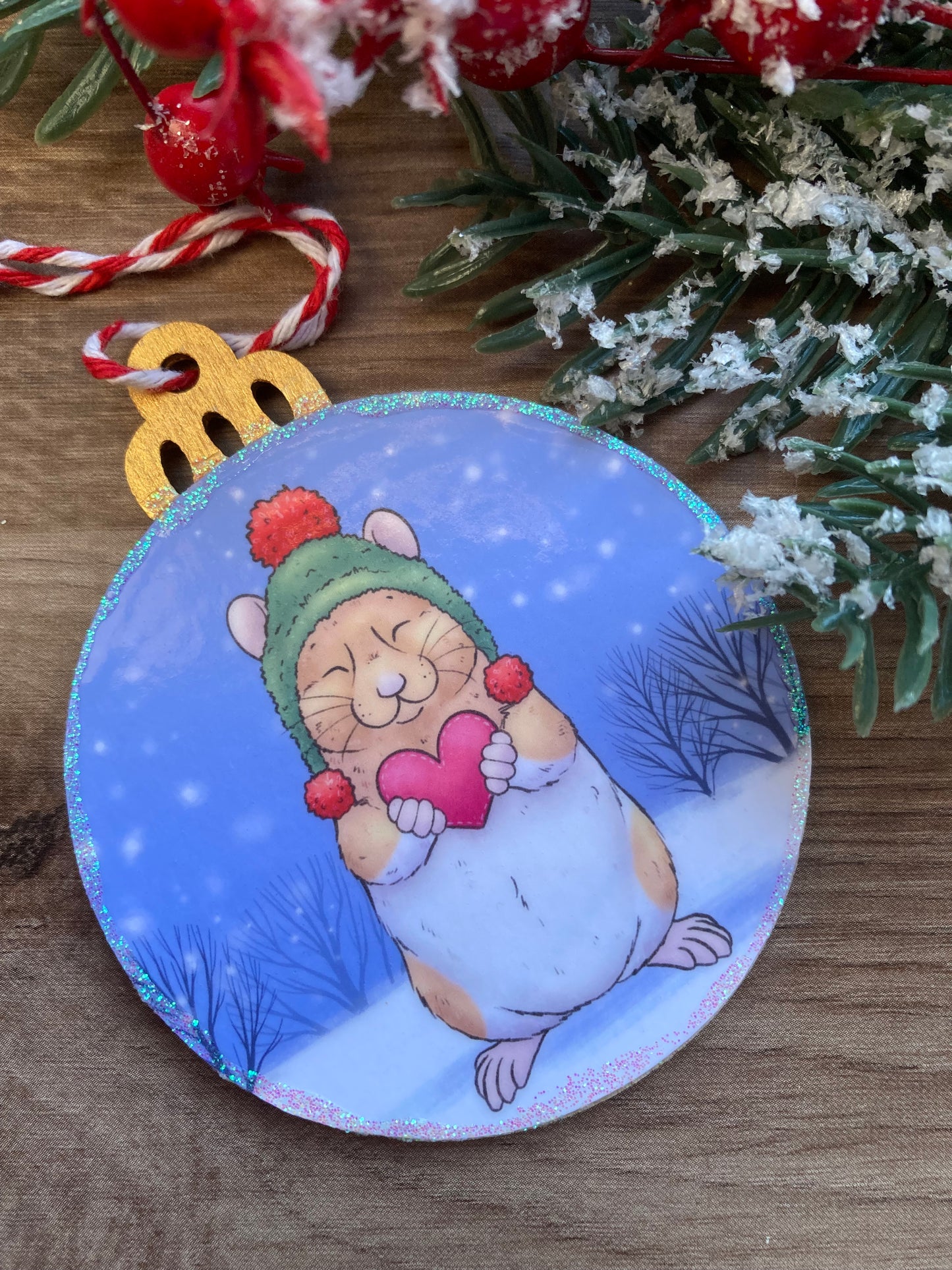 Warm Hammy Wishes | Cute Hamster Christmas Tree Bauble