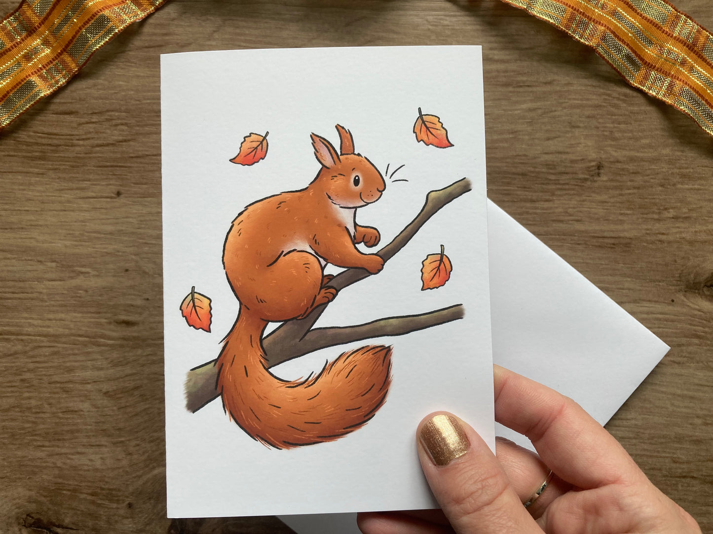 Autumn Squirrel Greeting Card | A6 Red Squirrel Greeting card