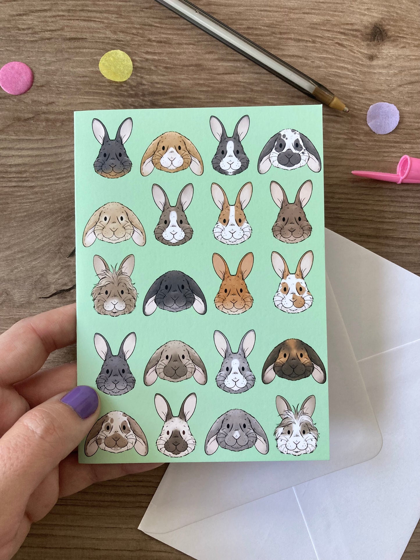 Bunny Faces | Cute Rabbit Blank Greeting Card | Bunny Gift