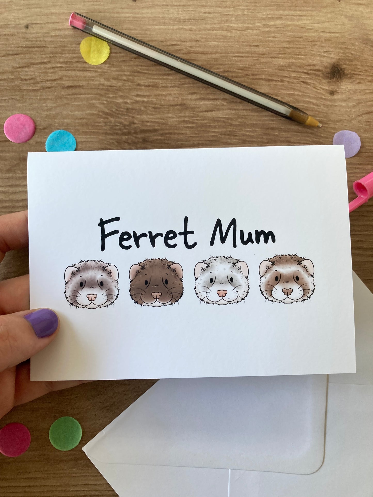 Ferret Mum | Ferret Blank Greeting Card | Ferret Gift