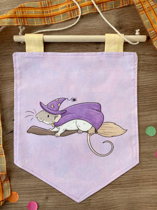 Autumn Rat Banner | Handmade Reversible Autumn Banner | Halloween Rat Banner