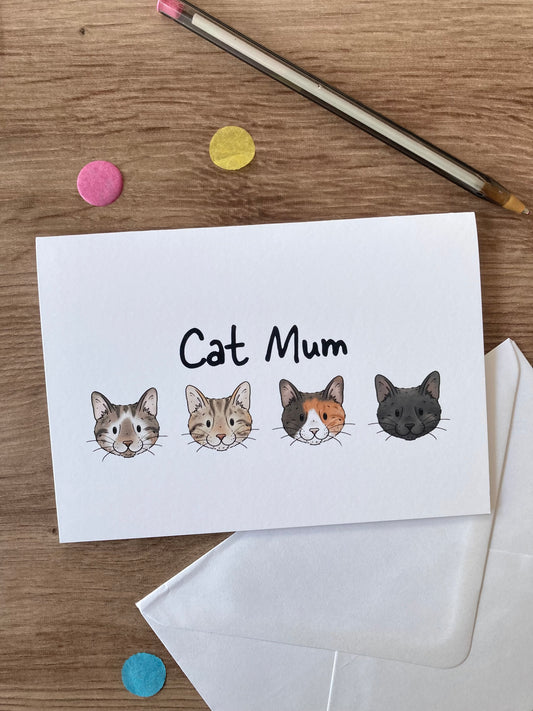 Cat Mum | Cute Cat Blank Greeting Card | Cat Gift