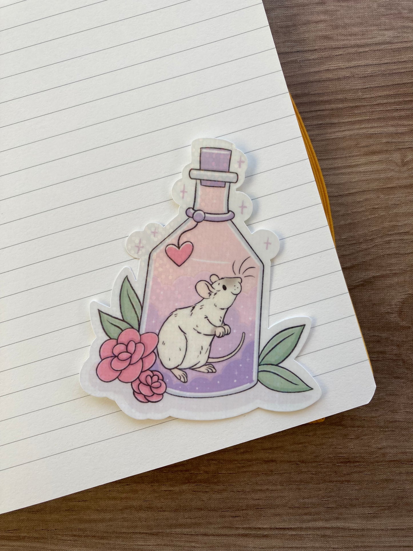 Rat Potion Holographic Vinyl Sticker | Cute Holographic Vinyl Fancy Rat Sticker | Magical Rat Sticker