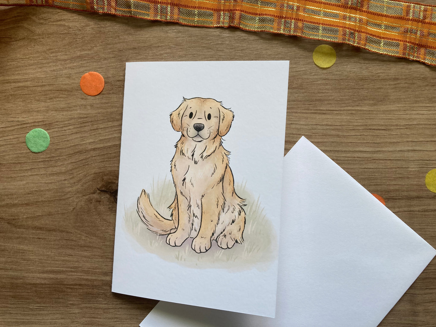 Autumn Golden retriever greeting card | Dog greeting card | Puppy Greeting Card