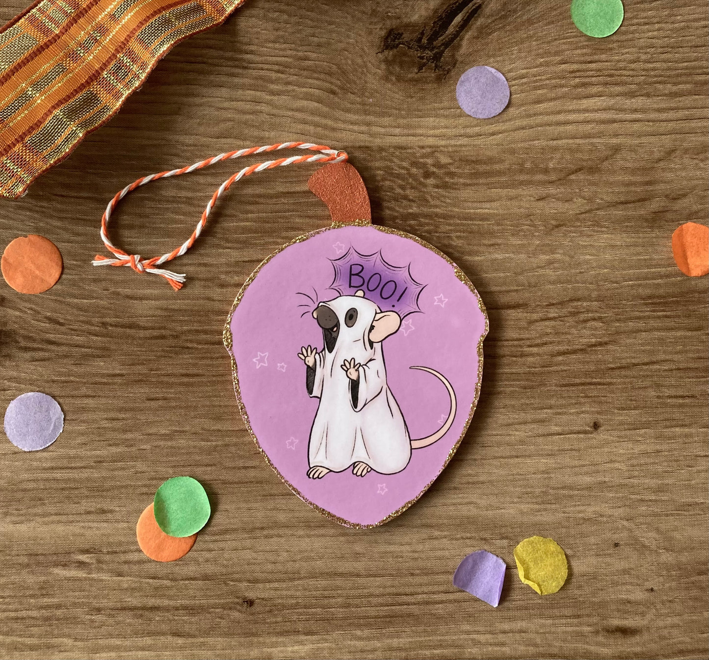 Boo Rat | Cute Rat Halloween Decoration | Pet Rat Acorn Autumn Ornament