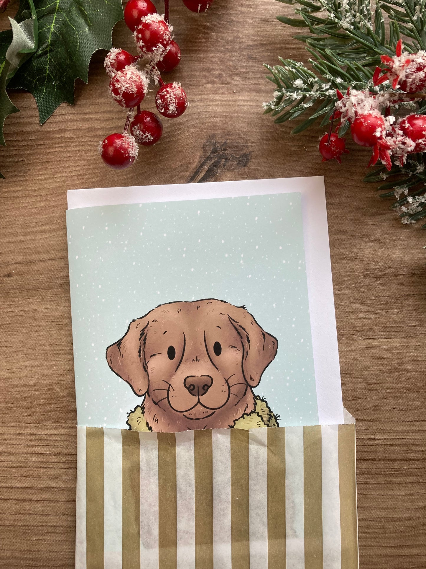 Winter Labrador | Cute Labrador Greeting Card | Chocolate Labrador Christmas Card