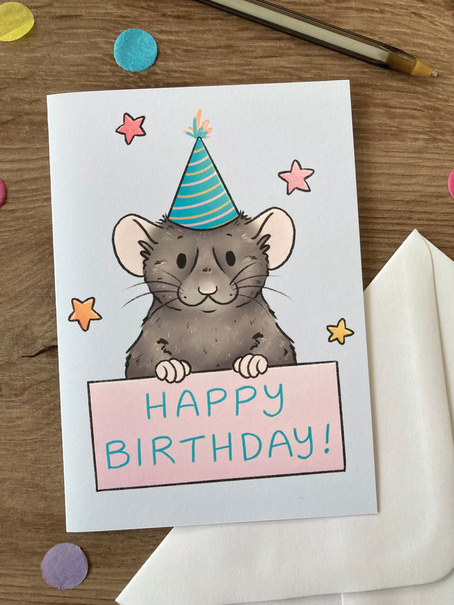 Party Rat | Cute Rat Birthday Card | Rat Birthday Gift