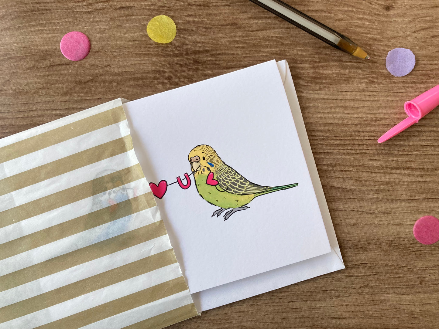 I Love You Budgies | Cute Budgie Blank Greeting Card | Budgie Couple Greeting Card
