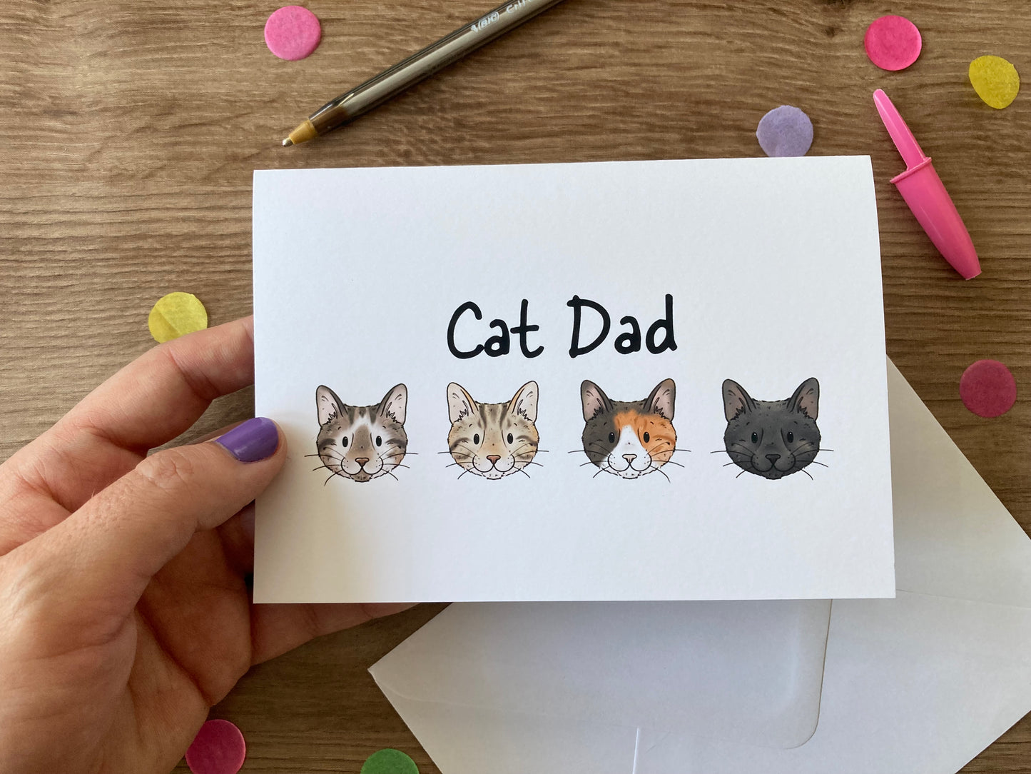 Cat Dad | Cute Cat Blank Greeting Card | Cat Gift