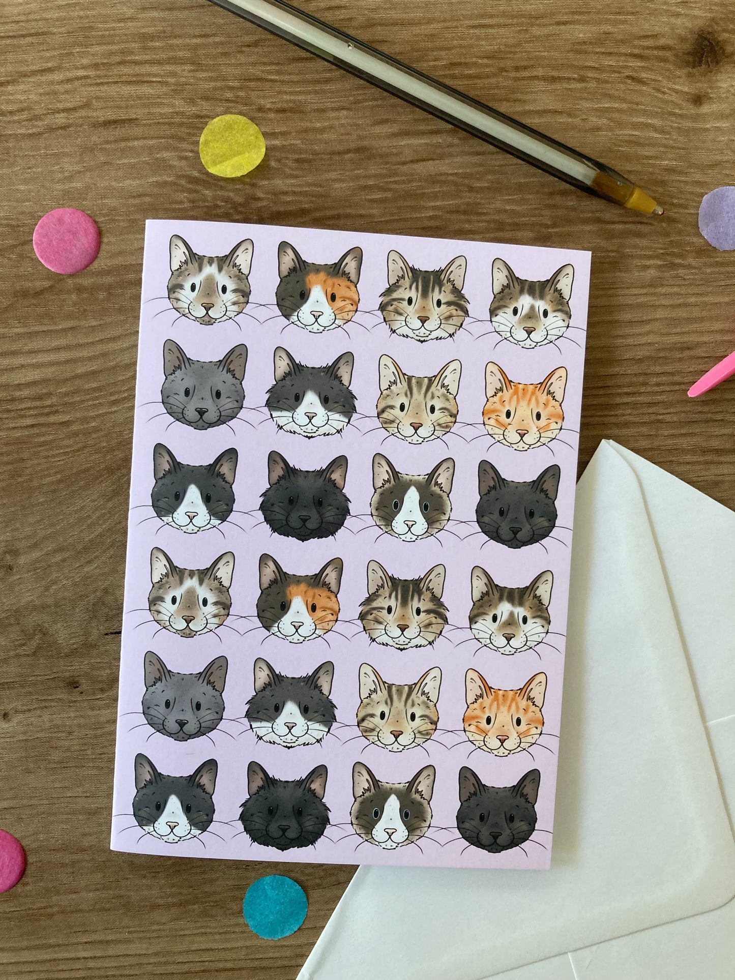 Cat Faces | Cute Cat greeting Card | Cat Gift