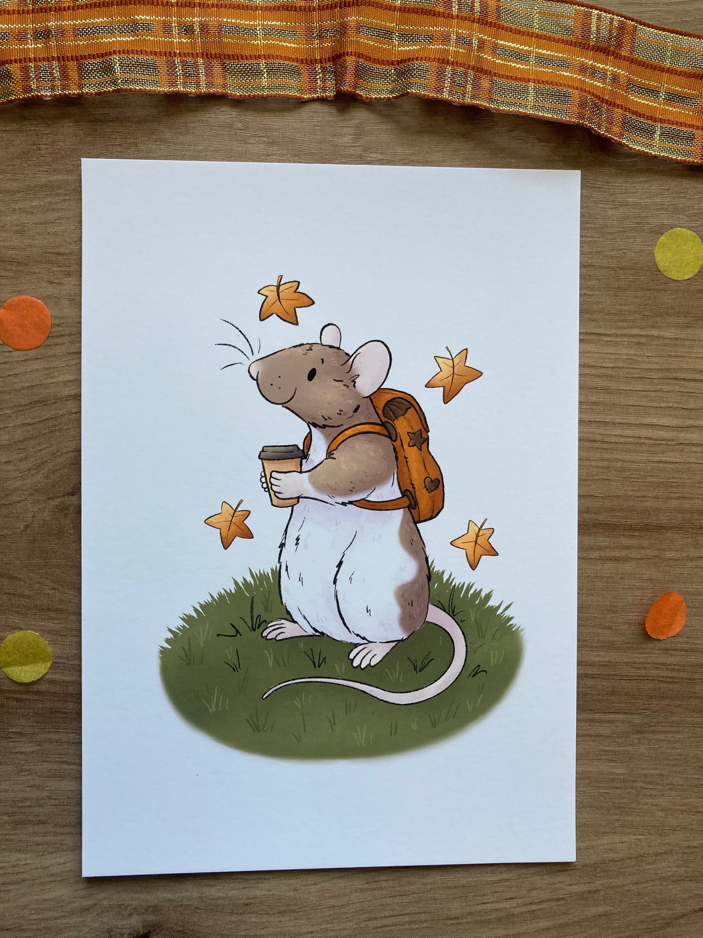 Autumn adventure rat art print | Cute Rat Art Print | Autumn Rat Artwork