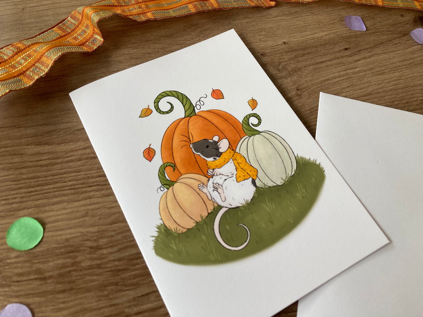 Pumpkin Patch Ratty | Cute Autumn Rat A6 Greeting Card