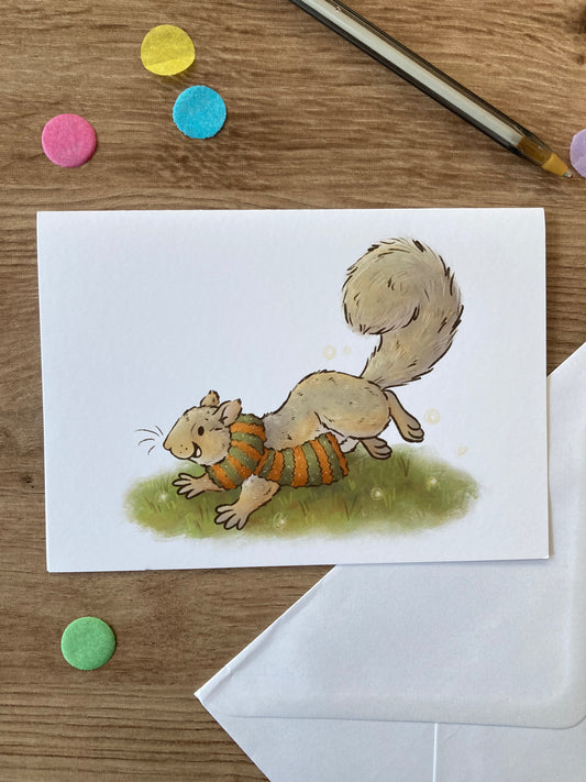 Autumn Squirrel | Autumn Greeting Card | Cute Squirrel Blank Greeting Card