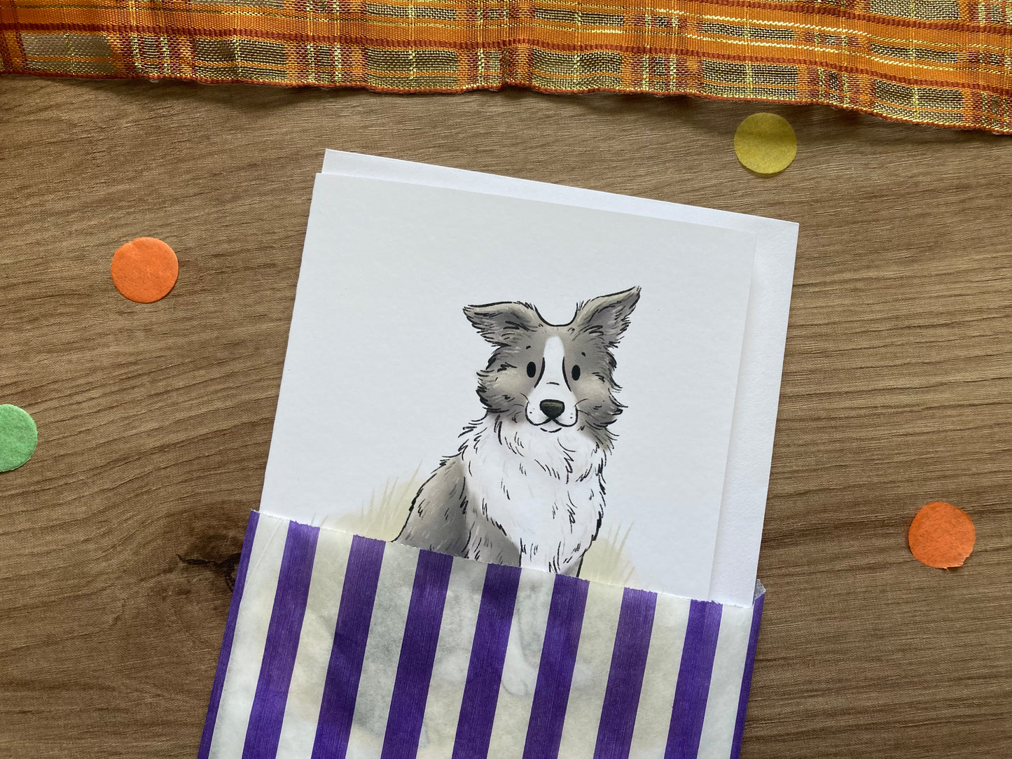 Autumn border collie dog greeting card | Dog greeting card | Puppy Greeting Card