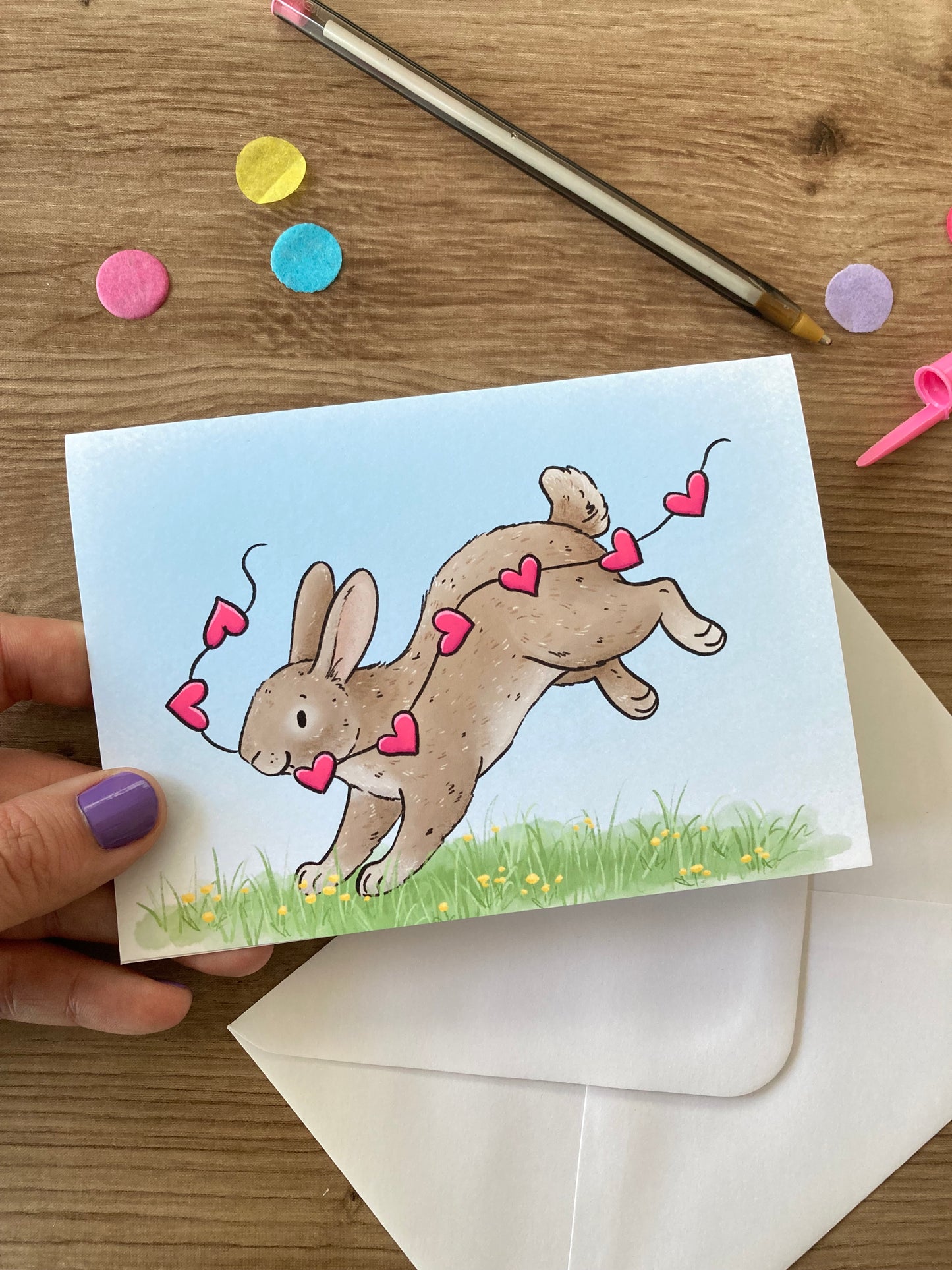Bunny Love | Cute Rabbit Love Card | Heart Bunny Blank Greeting Card