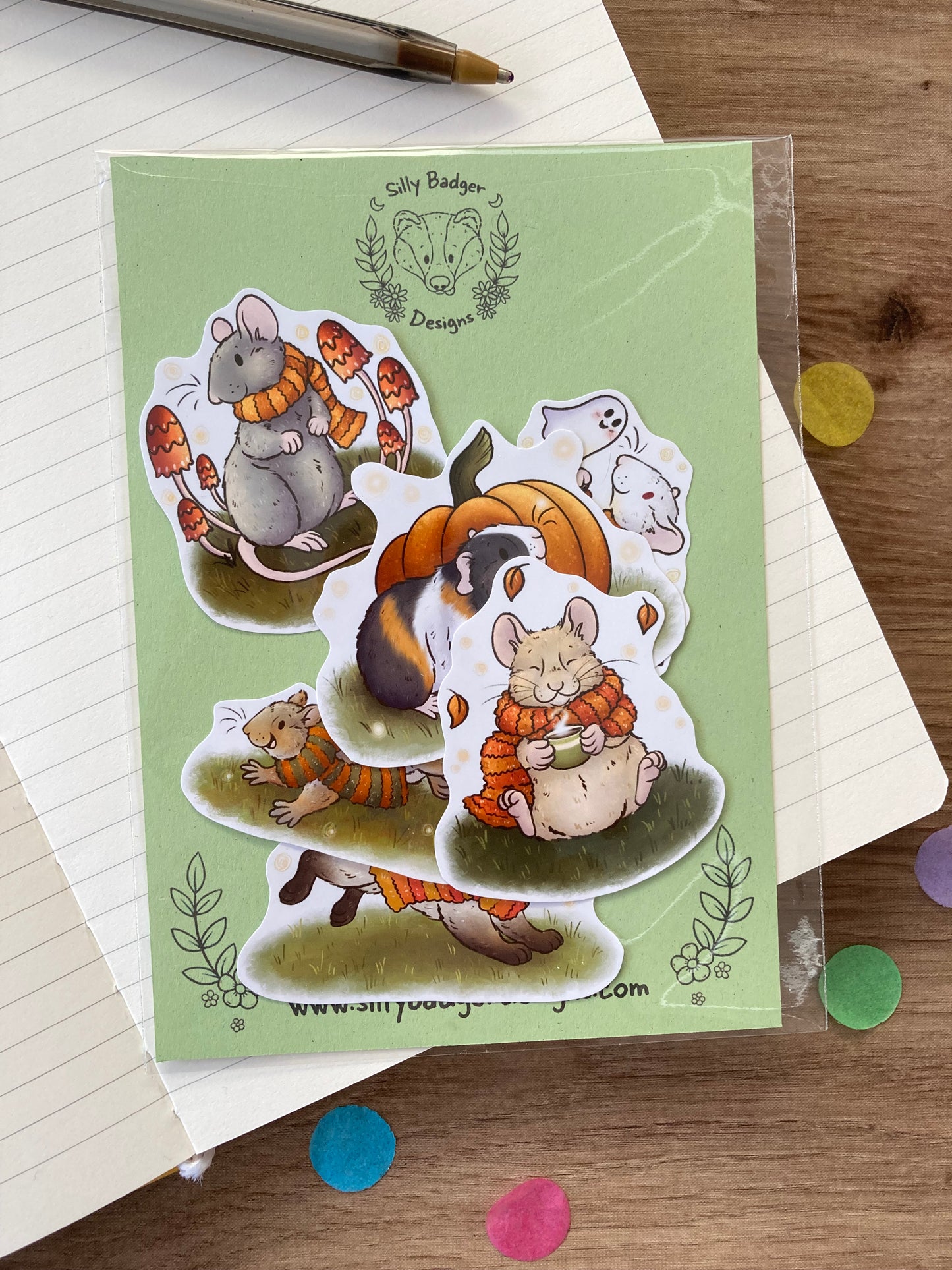 Autumn Animal Stickers | Set of 6 Cute Autumn Themed Animal Stickers