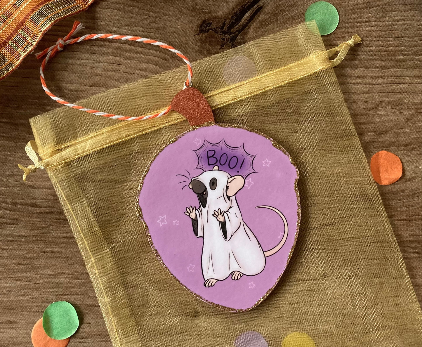 Boo Rat | Cute Rat Halloween Decoration | Pet Rat Acorn Autumn Ornament