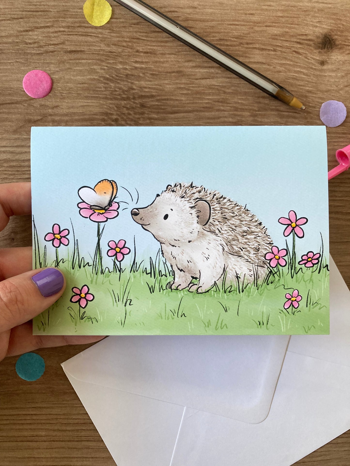 Spring Hedgehog | Cute Hedgehog A6 Greeting Card