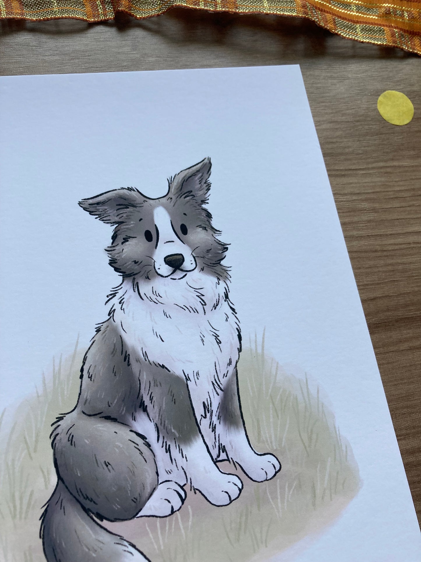 Autumn border collie | Cute Dog Art Print | Pup Artwork