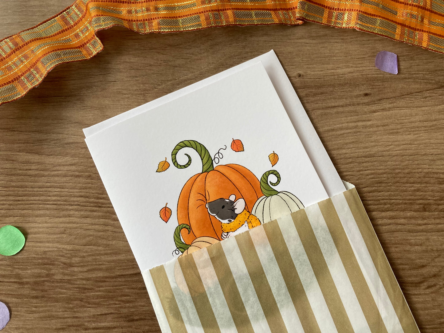 Pumpkin Patch Ratty | Cute Autumn Rat A6 Greeting Card