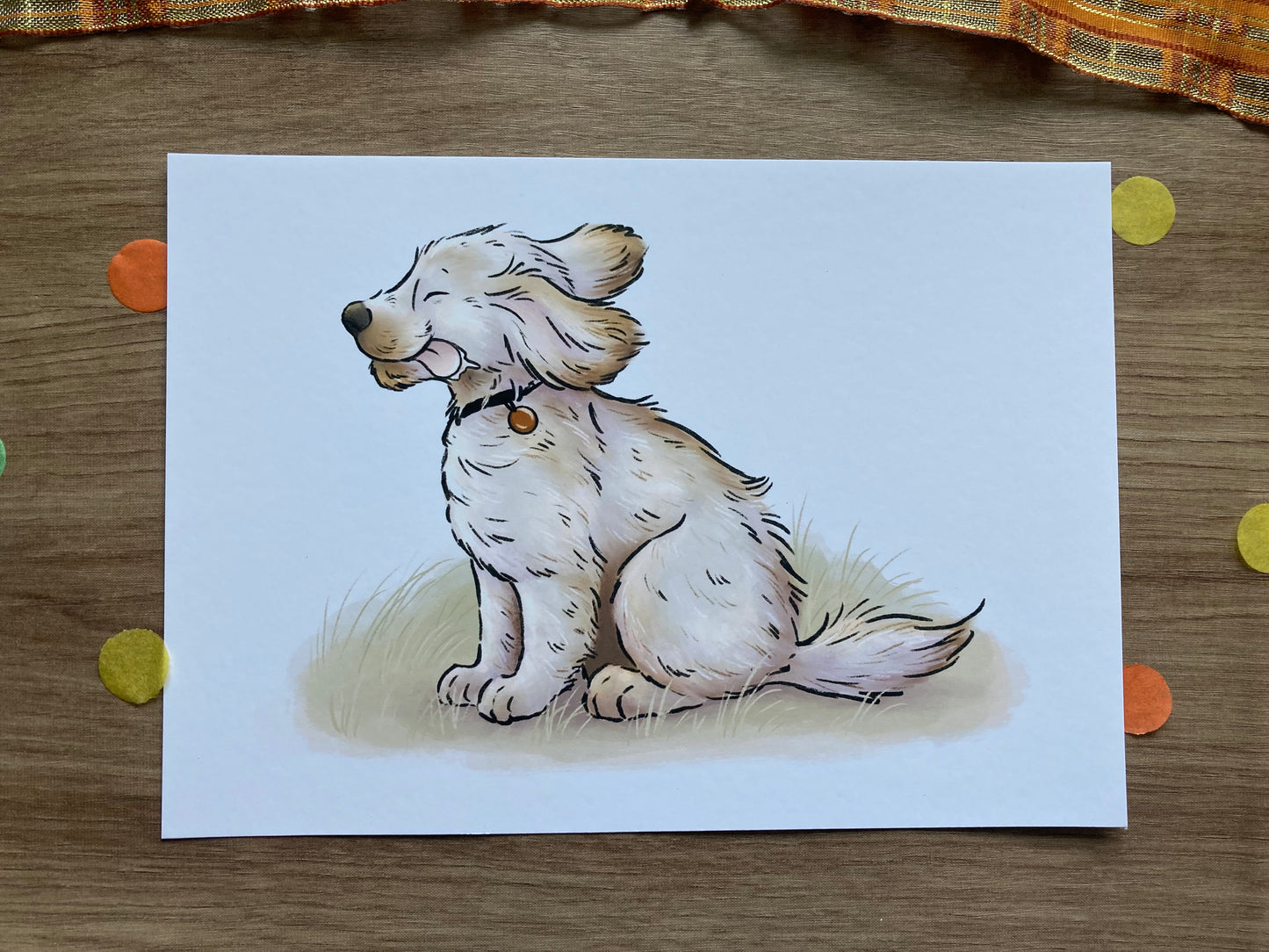Autumn breeze dog art print | Cute Dog Art Print | Pup Artwork