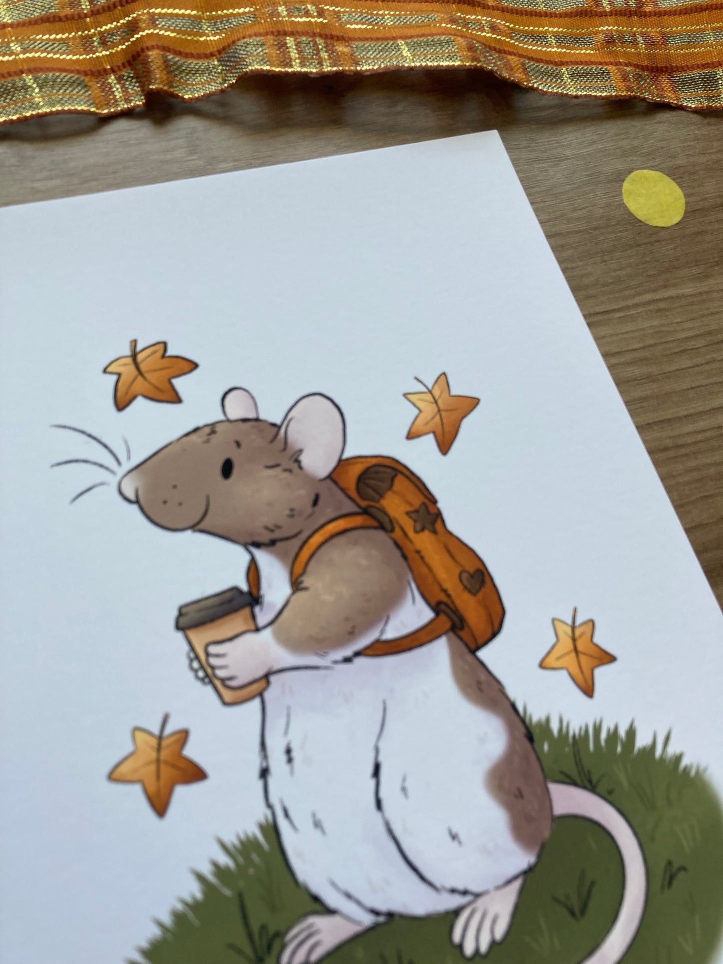 Autumn adventure rat art print | Cute Rat Art Print | Autumn Rat Artwork