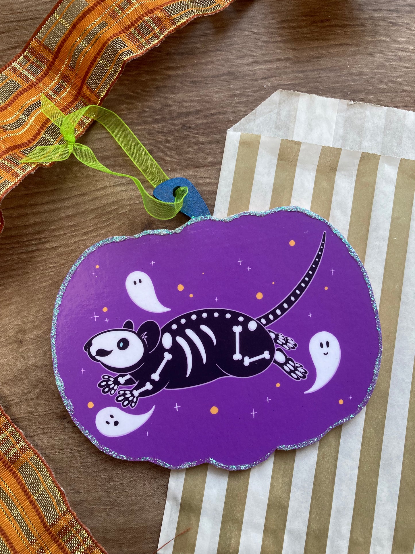 Boo The Rat Spooky Gang Pumpkin Halloween Decoration - Hanging Handmade Pumpkin Ornament - Rat Halloween Deocration