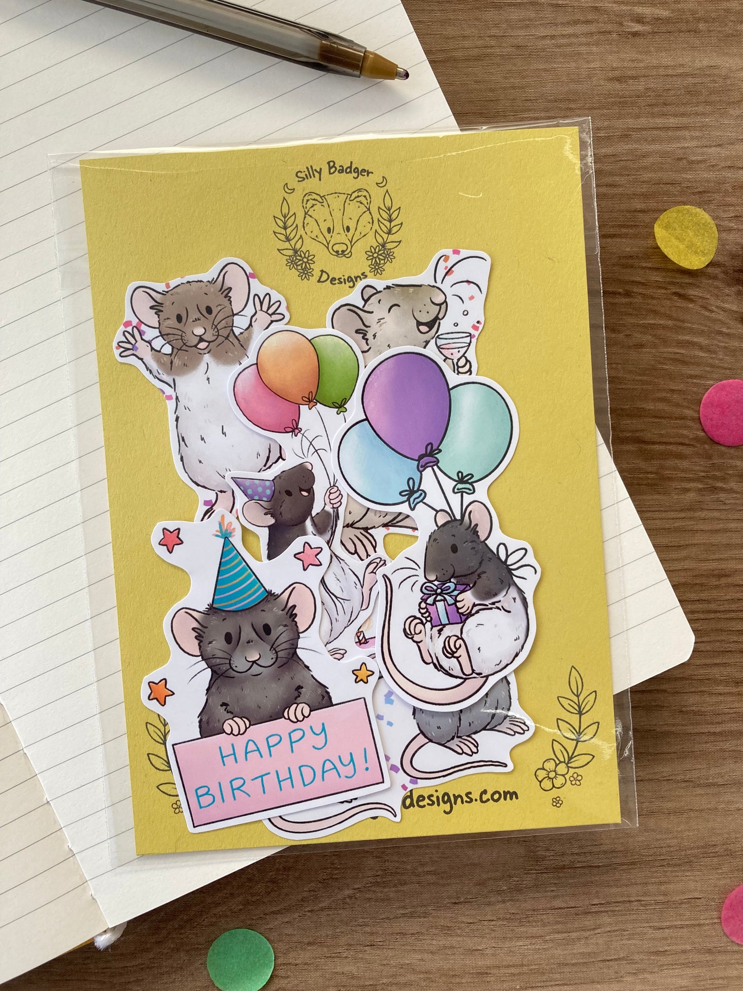 Birthday Rat Stickers | Set Of 6 Rat Stickers
