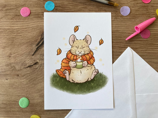 Autumn Hammy | Cute Autumn Greeting Card | Hamster Blank Greeting Card