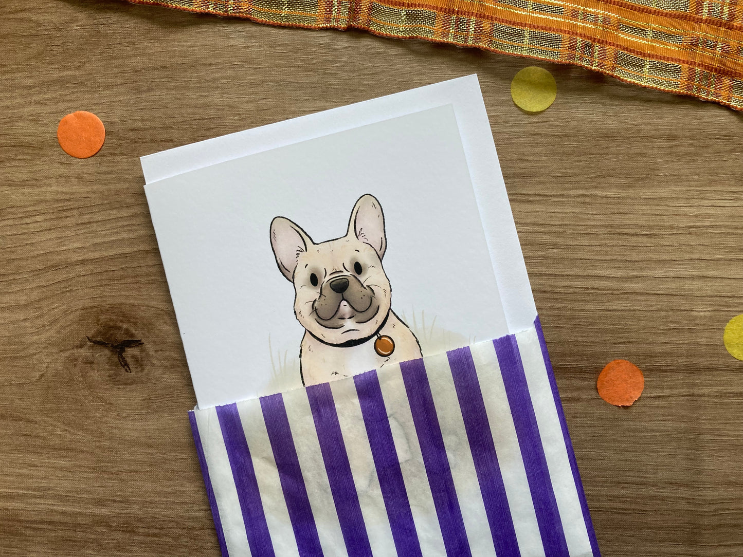 Autumn frenchie dog greeting card | Dog greeting card | Puppy Greeting Card