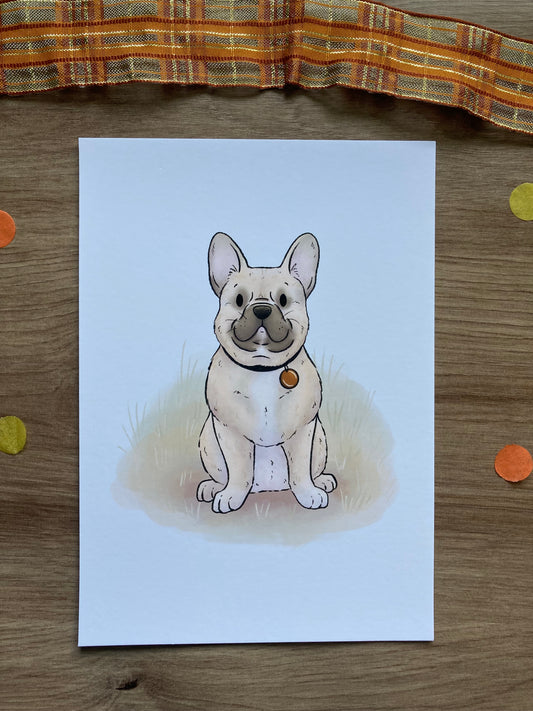 Autumn frenchie | Cute Dog Art Print | Pup Artwork
