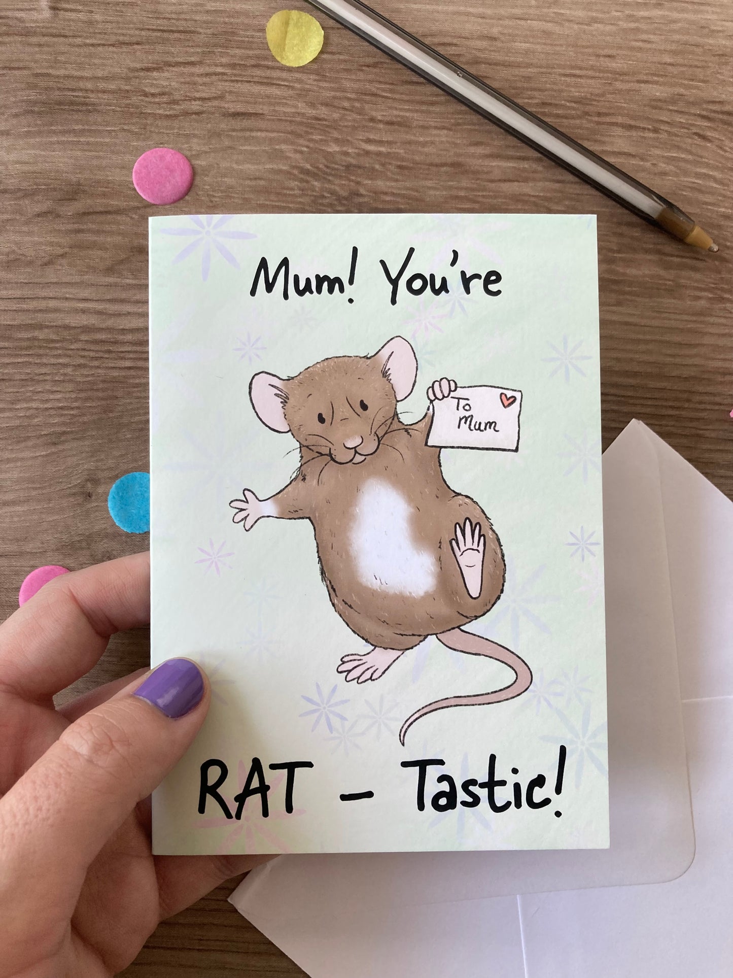 Mum! You're Rat-Tastic | Cute Rat Mothers Day Greeting Card | Rat Mum Gift