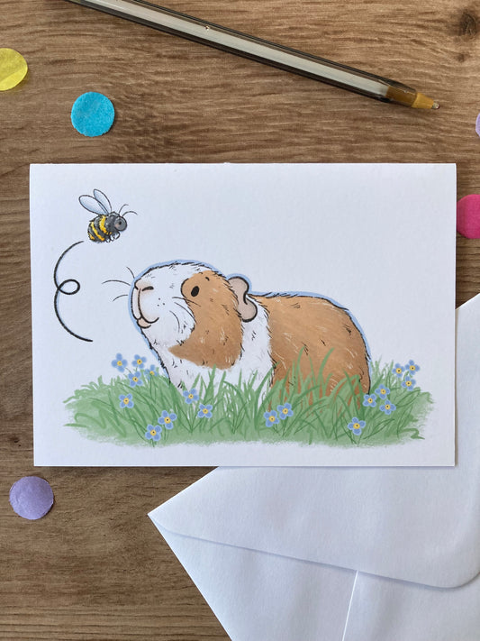 Bumble Pig | Cute Guinea Pig Greeting Card | Guinea Pig Gift