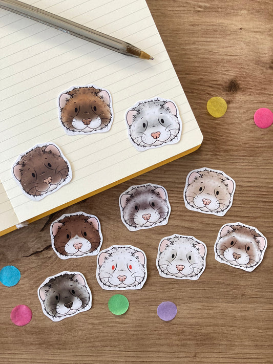 Cute ferret sticker pack | pack of 10 cute Ferret Faces Stickers