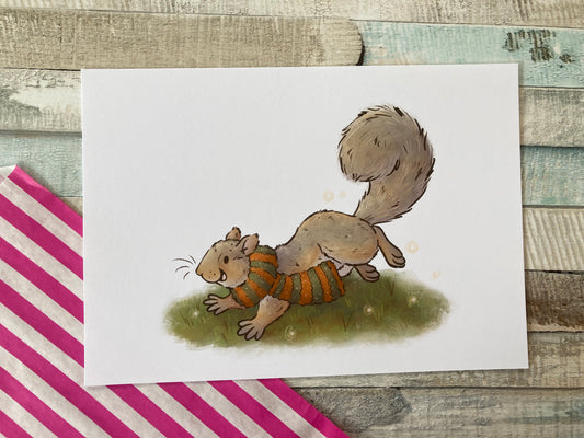 Autumn Spirit | Cute Squirrel Art Print