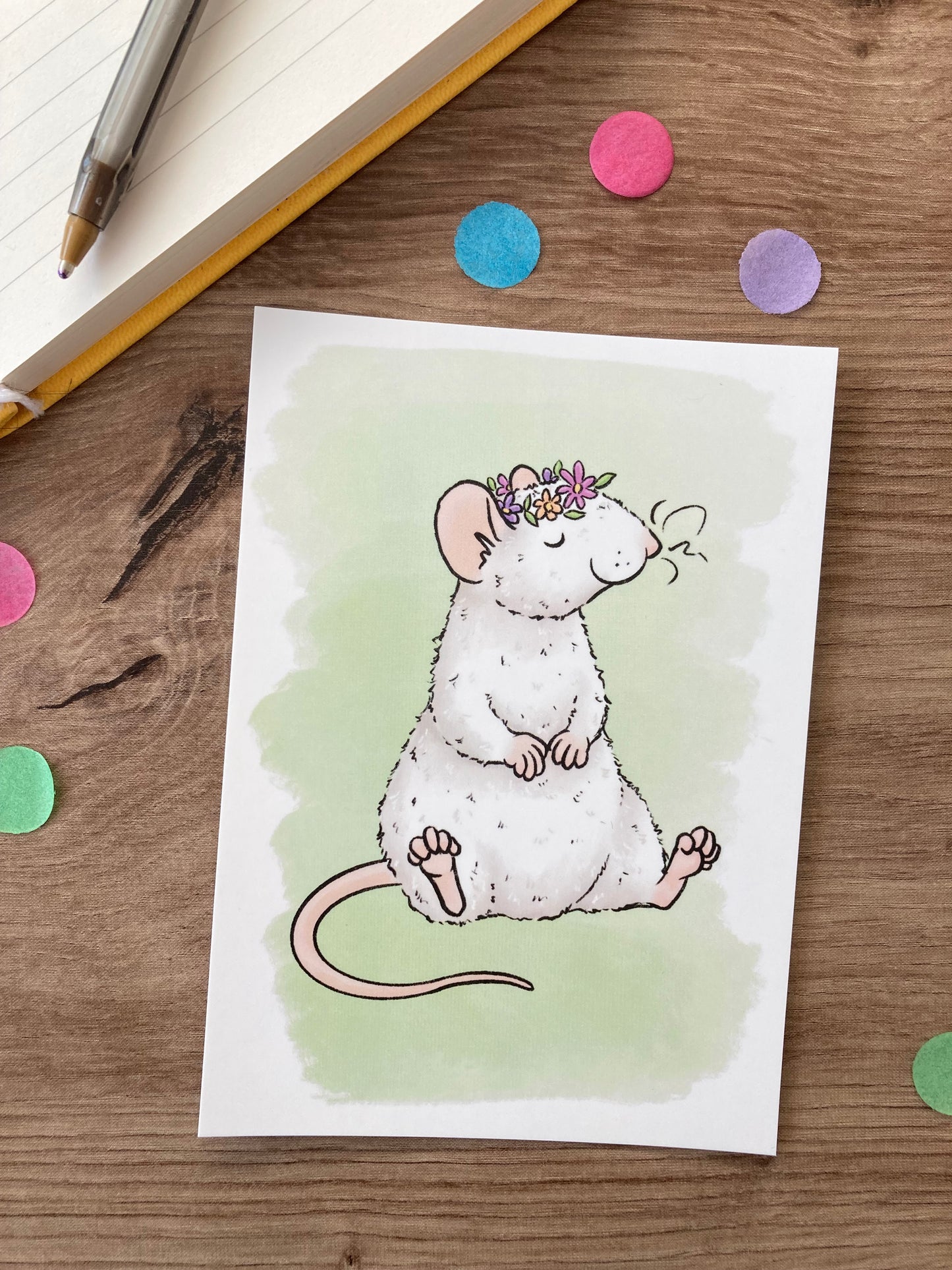 Blossom Rat | Cute Roan Rat A6 Postcard | Rat Gift