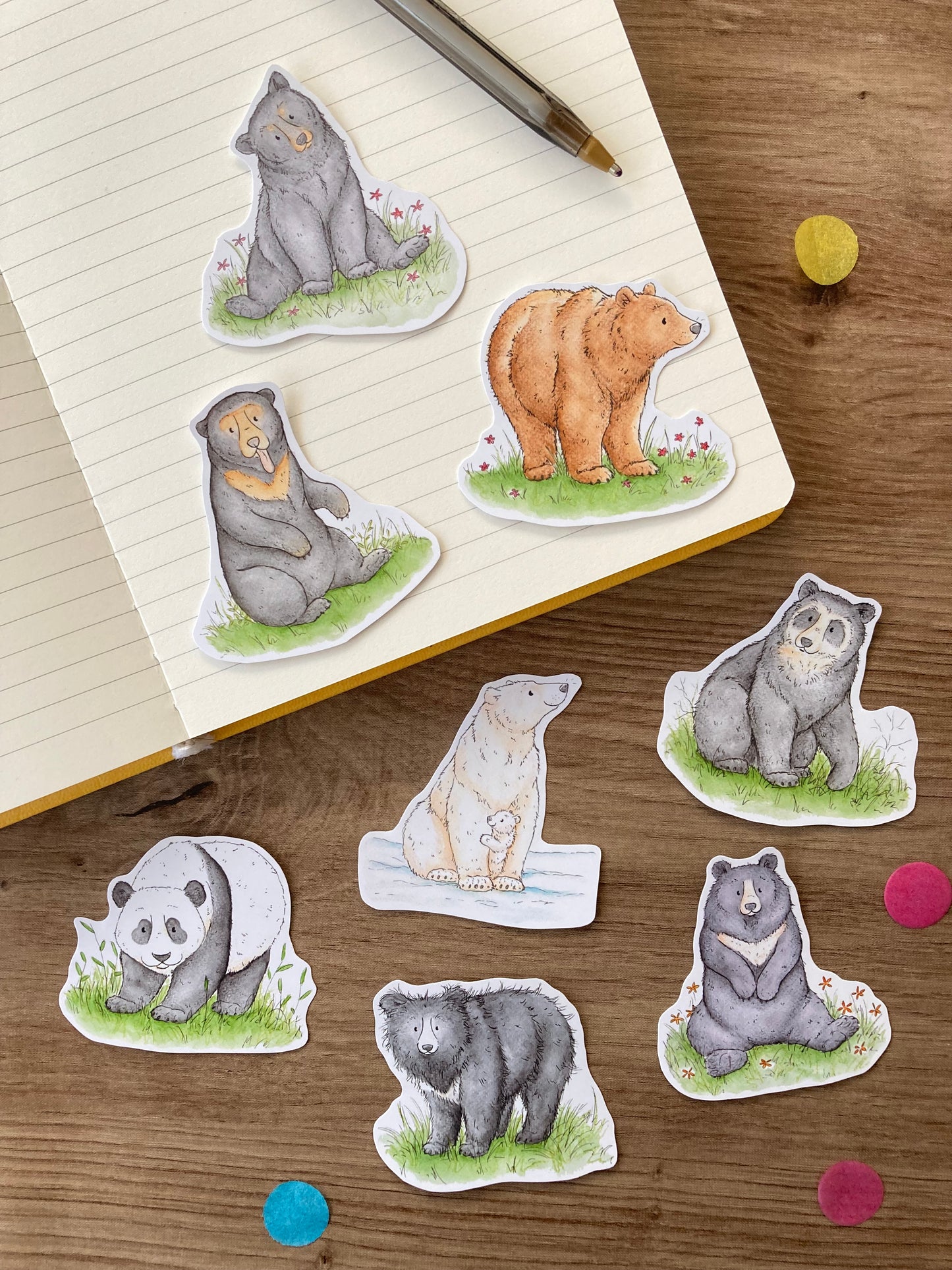 Bears Of The World Sticker Pack | Pack Of 8 Cute Bear Stickers