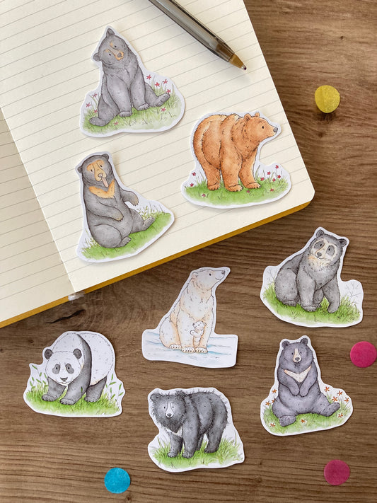 Bears Of The World Sticker Pack | Pack Of 8 Cute Bear Stickers